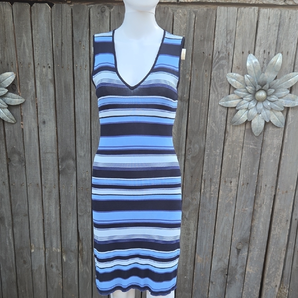 Guess Collection Striped Blue and Black Sleeveless Dress